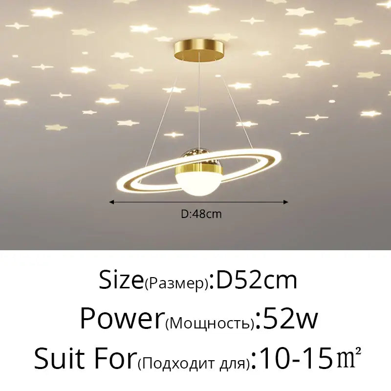 Gold-toned led gypsophila chandelier with a ring shape and frosted globe for modern living room decor