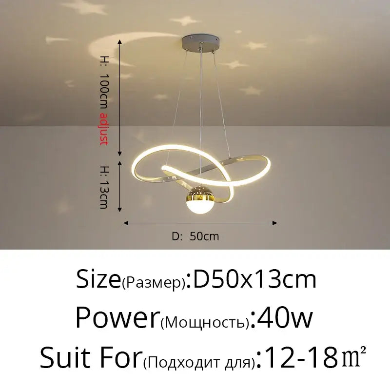 Modern gold-toned led gypsophila chandelier with intertwined circular rings and central globe bulb for living room decor