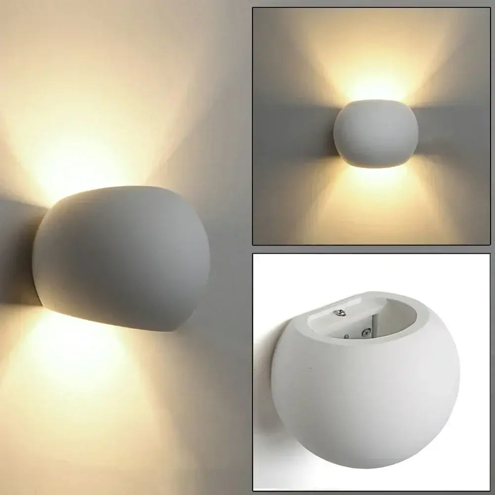 White spherical decorbites led gypsum wall sconce with matte finish and warm focused illumination for indoor decor