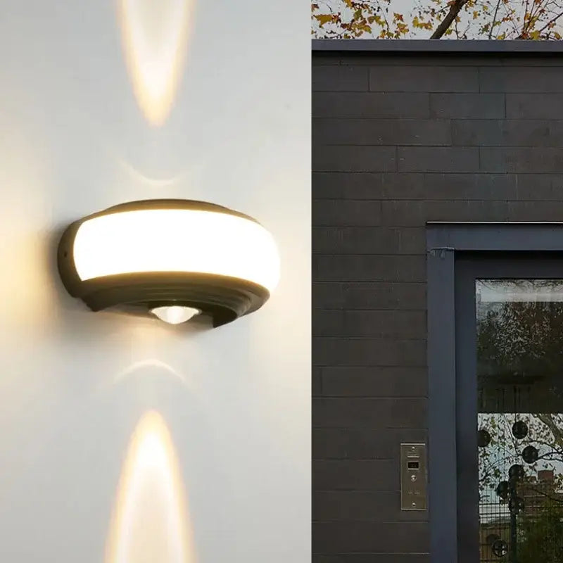 Modern black decorbites led wall sconce with curved design and frosted glass diffuser for staircase and balcony lighting