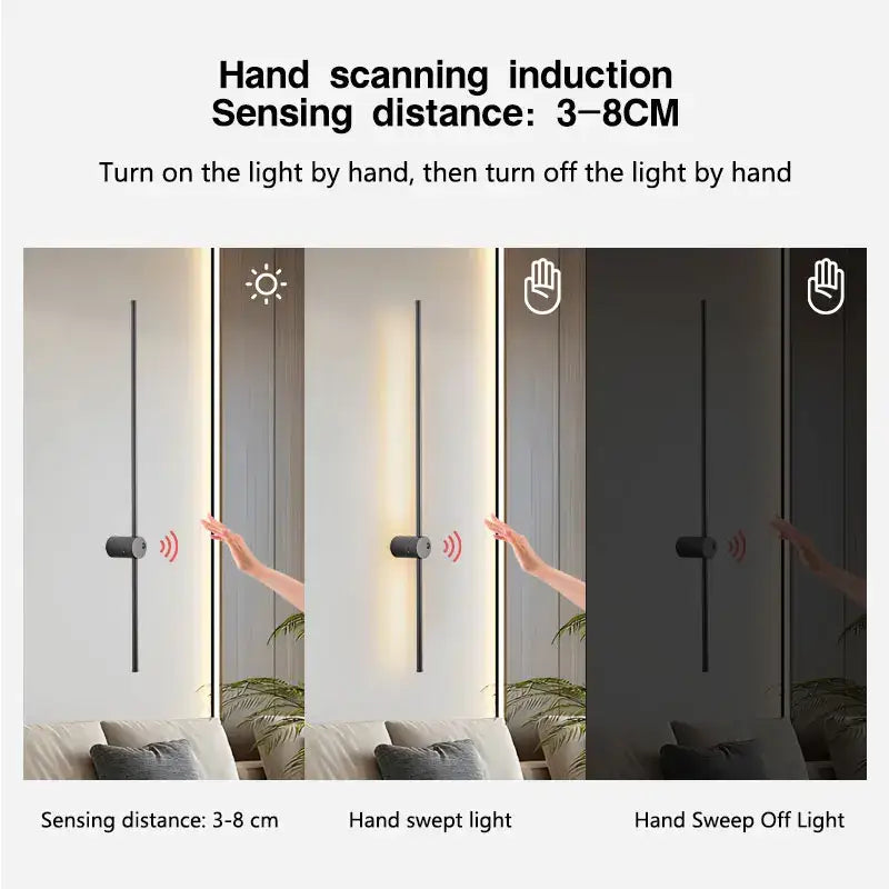 Modern black minimalist decorbites led hand induction wall sconce with hand induction lighting for corridor and bedroom use