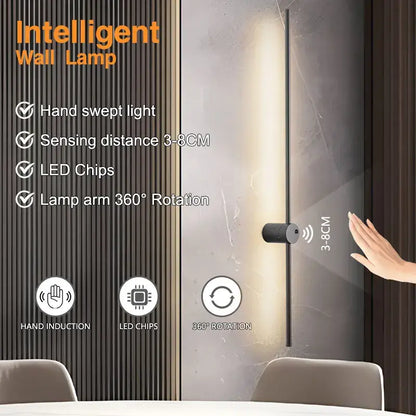 Modern black decorbites led hand induction wall lamp with sleek minimalist design and energy-saving led lighting for bedroom