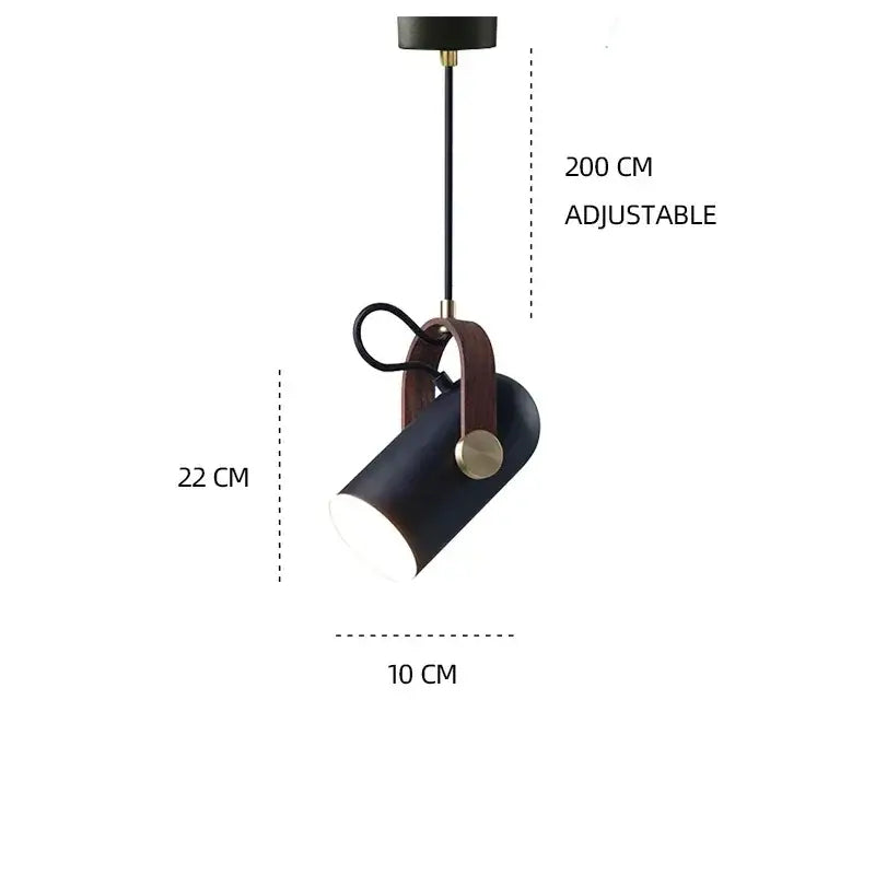 Black cylindrical pendant light with leather strap and brass accents decorbites led hanging lamp for bar and bedroom