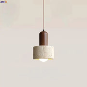 Minimalist decorbites led hanging lamp with matte brown top and off-white concrete base for kitchen and cafe lighting
