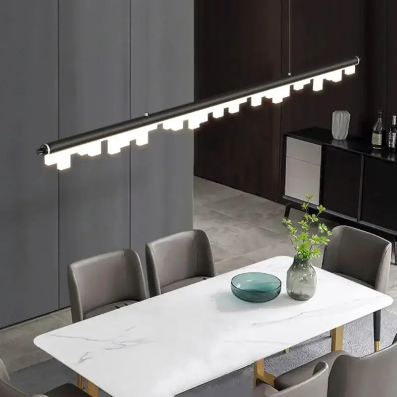 Modern black linear pendant lights with integrated led bulbs by decorbites led hanging lamps for home decor