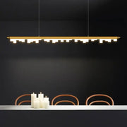 Gold-toned DecorBites LED hanging pendant light with minimalist linear design and rectangular LED segments for home decor