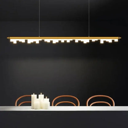 Gold-toned DecorBites LED hanging pendant light with minimalist linear design and rectangular LED segments for home decor