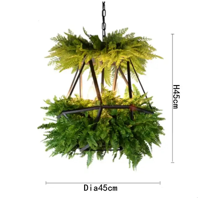 DecorBites™ led hanging plants chandelier with green fern accents black metal frame for living room eye protection light