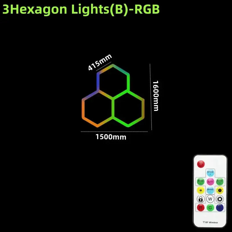 Decorbites led hex garage light with rgb three interlocking shapes and remote control for customizable lighting