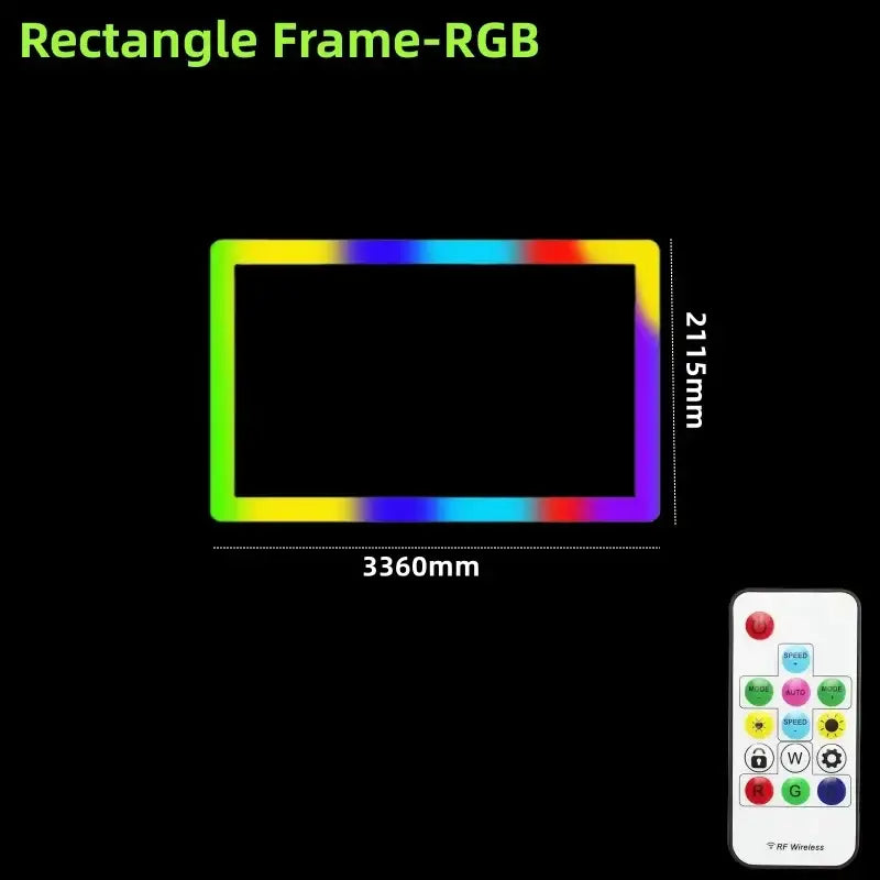 Rgb led rectangle frame with colorful gradient lighting and remote control for decorbites led hex garage light use