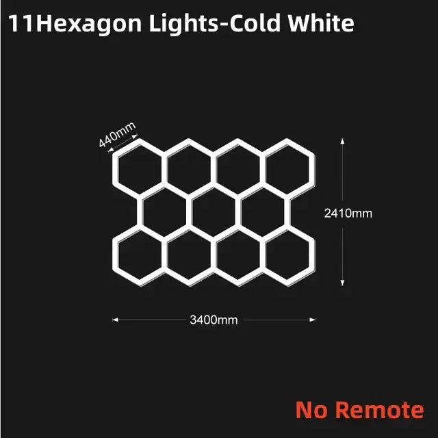Decorbites led hex garage light with 11 cold white led lights in a white hexagonal honeycomb panel design