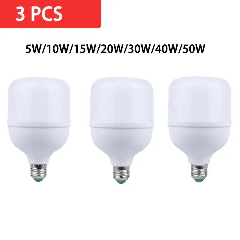 Three white frosted led highlight lamps with metallic screw bases for energy-saving home decor by DecorBites™