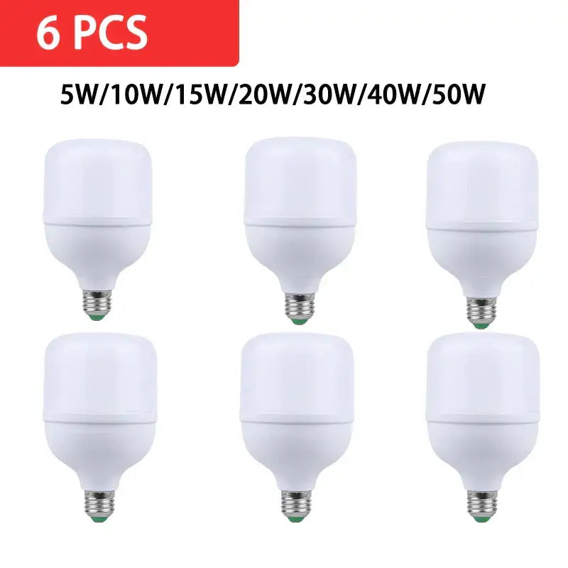 Set of six white DecorBites™ led highlight lamps with varying wattages for energy saving home decor lighting