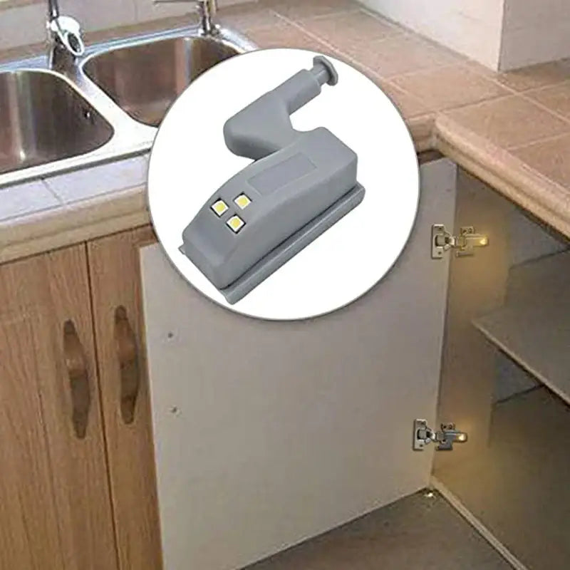 Gray plastic decorbites led hinge sensor lights with four leds for cabinet wardrobe kitchen closet bedroom use