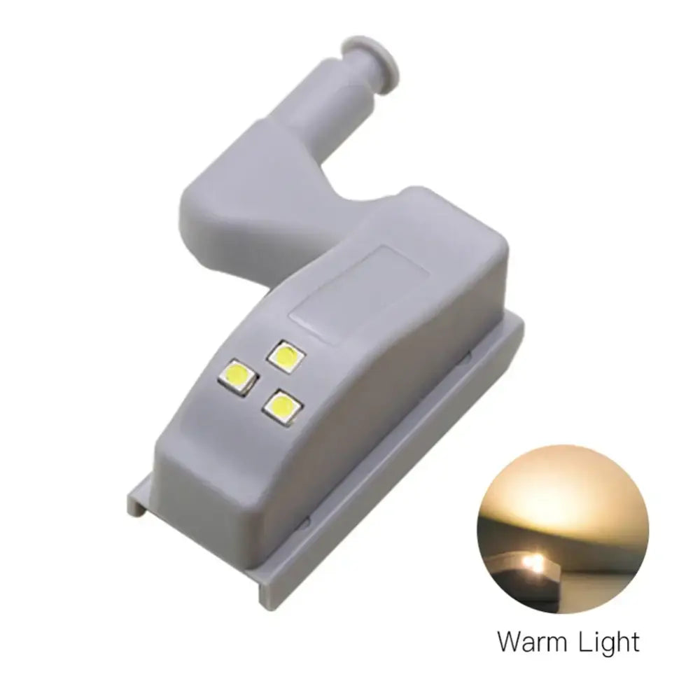 Decorbites led hinge sensor lights gray plastic with three warm bulbs and curved mounting for cabinet and closet use