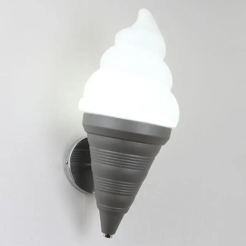 Gray and white ice cream cone shaped decorbites led ice wall lamp with frosted swirled top for modern kitchen lighting
