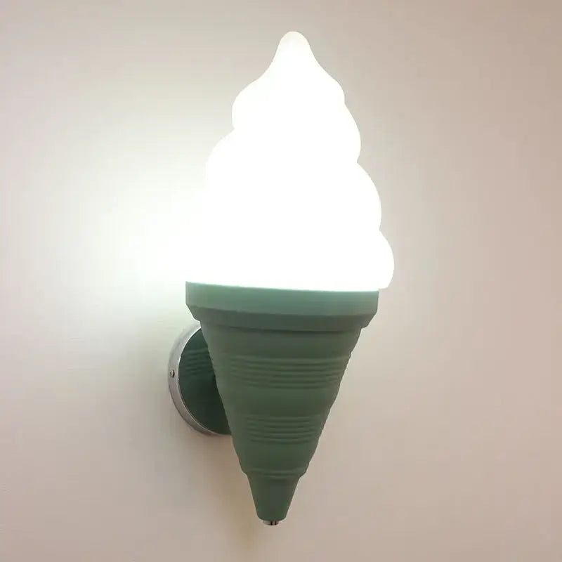 Mint green decorbites led ice cream wall lamp featuring a glowing white light for modern kitchen and children’s bedroom lighting