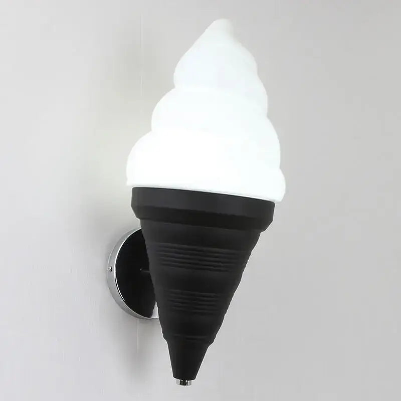 Black and white DecorBites LED ice cream wall lamp with frosted top and textured base for modern kitchen lighting