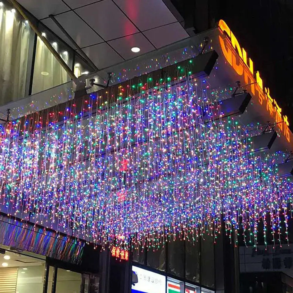 Decorbites™ led icicle string lights feature vibrant multicolored fiber optic lights for outdoor holiday decor