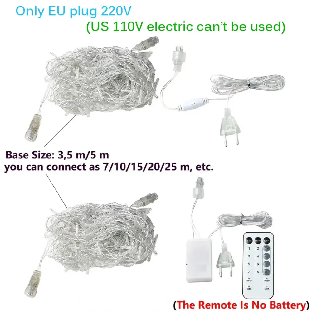 Decorbites™ led icicle string lights with white leds clear plastic connectors and remote for adjustable brightness outdoor use