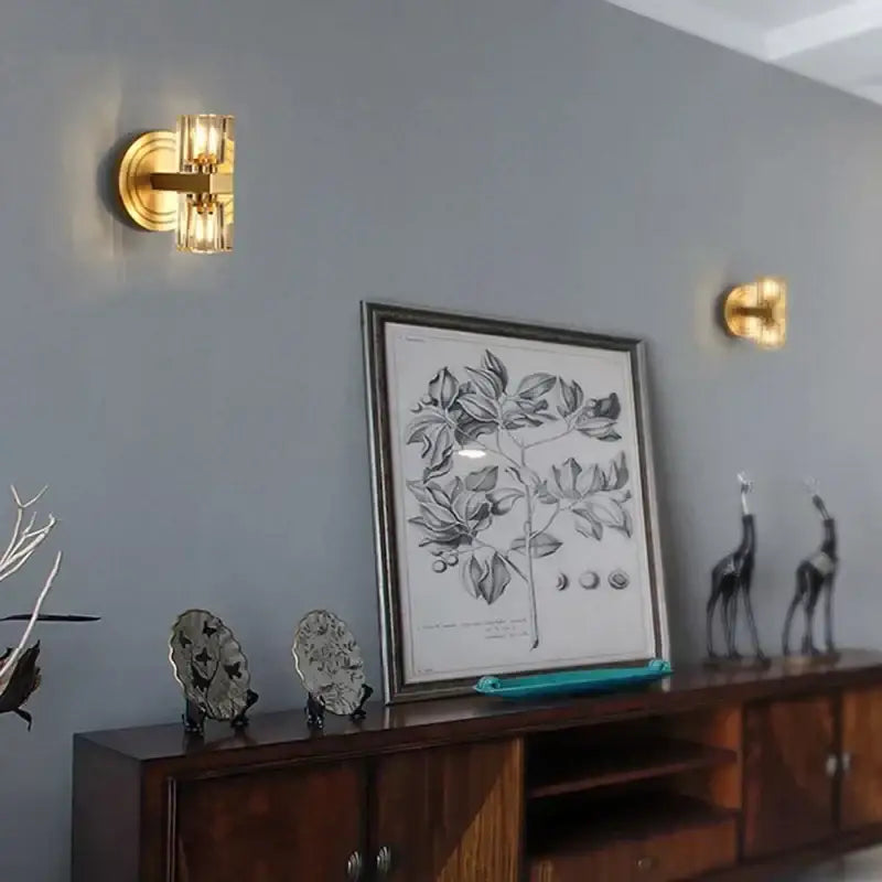Gold-toned decorbites led indoor bedside lamp with cylindrical glass shade and vertical ridges for modern living spaces