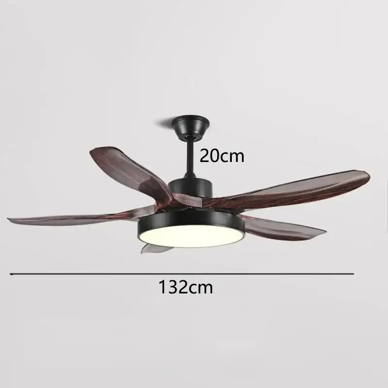Black DecorBites™ LED indoor ceiling fan with five dark wood blades and integrated circular fan lights for living room use