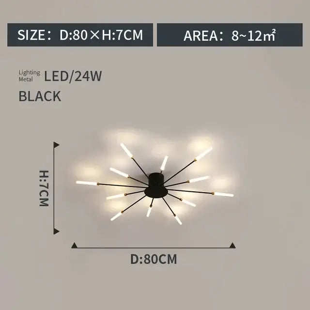 Black metal decorbites led indoor ceiling light with modern spider-like design for bedroom hall living kids room