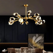 Decorbites led indoor chandelier lighting with gold-toned branching design and faceted crystal bulbs for living spaces