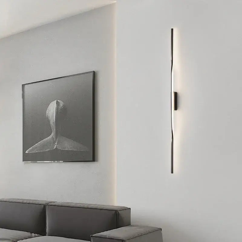 Modern minimalist decorbites led indoor wall lamp with black metal frame and integrated led indoor copper light strip