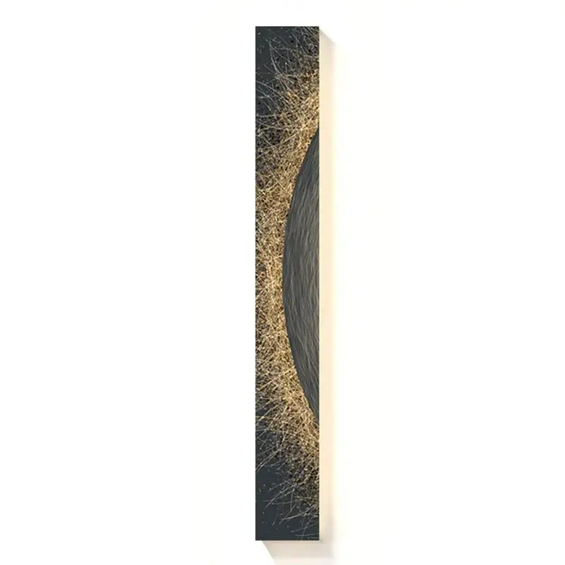 A sleek decorbites led indoor wall lamp with illuminated edge and golden grass textures for living room and hotel use