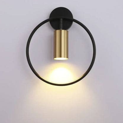 Modern black and gold circular wall lamp with sleek minimalist design from DecorBites led indoor wall lighting collection