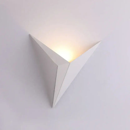 White triangular wall lamp by decorbites led indoor with minimalist design and warm soft light for bedroom and living room