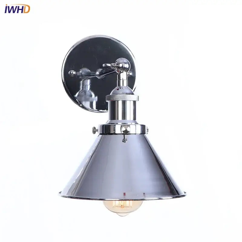 Chrome finished decorbites led indoor wall lamp with conical shade and exposed edison bulb for modern home decor