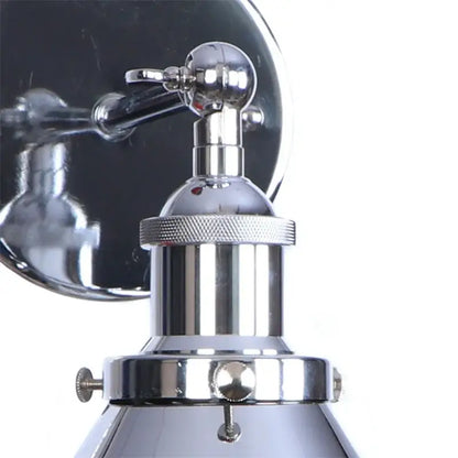 Chrome finished decorbites led indoor wall lamp with knurled collar and adjustable arm for bathroom mirror lighting