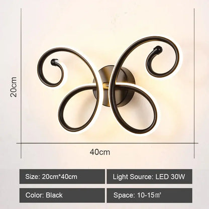 Black wrought iron butterfly-shaped decorbites led indoor wall sconce with modern led indoor wall lighting for home use