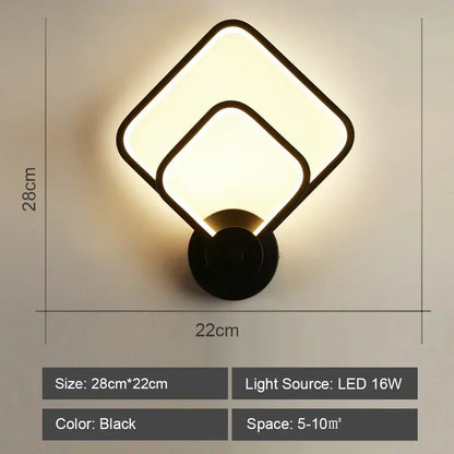 Black modern decorbites led indoor wall light featuring two overlapping square led panels for home lighting