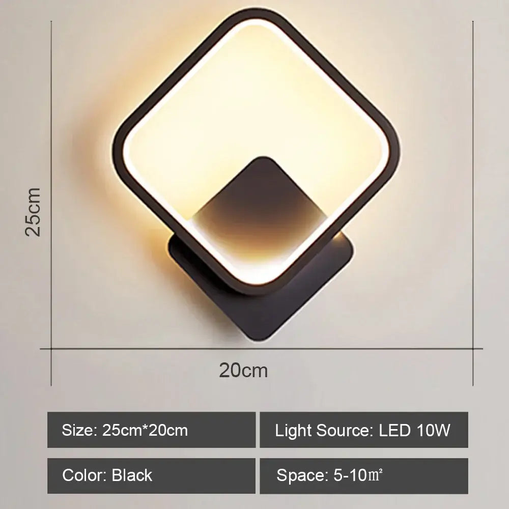 Black square decorbites led indoor wall light with modern minimalist design and warm ambient lighting for home use
