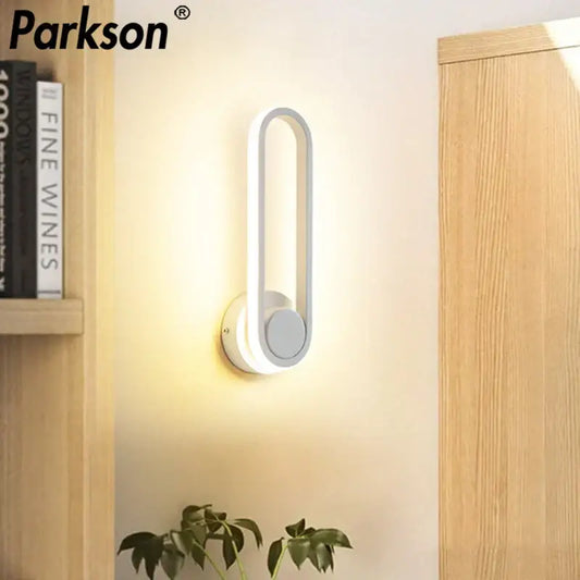 Modern white DecorBites LED indoor wall sconce lamp with sleek curved rectangular design for home bathroom lighting