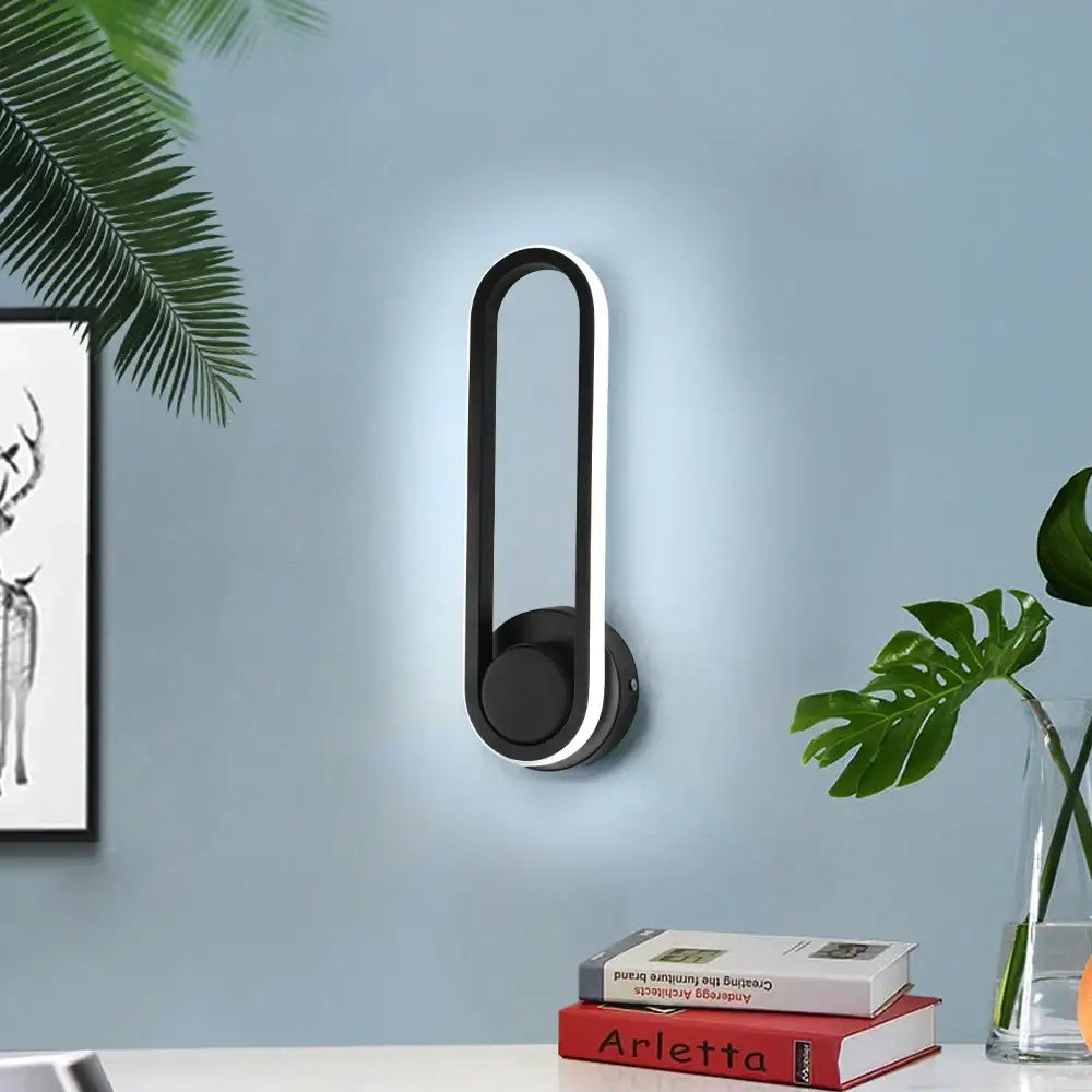 Modern black and white decorbites led indoor wall lamp with elongated oval design for home bathroom bedroom lighting