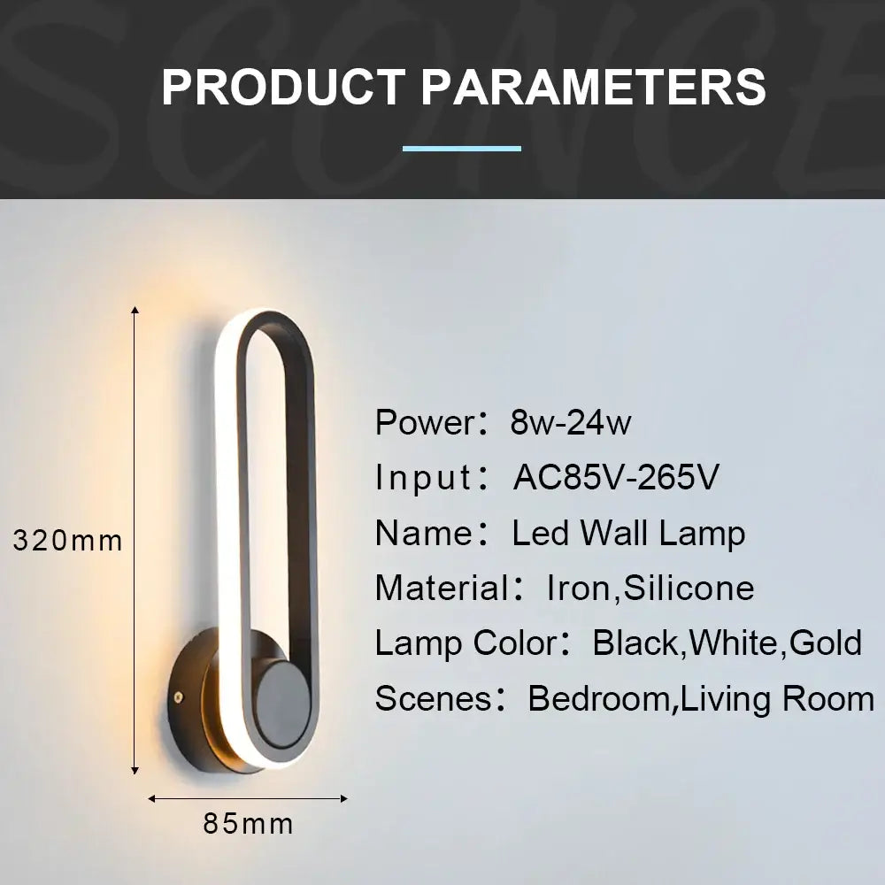 Modern black and white decorbites led indoor wall lamp with curved iron and silicone design for home bathroom lighting