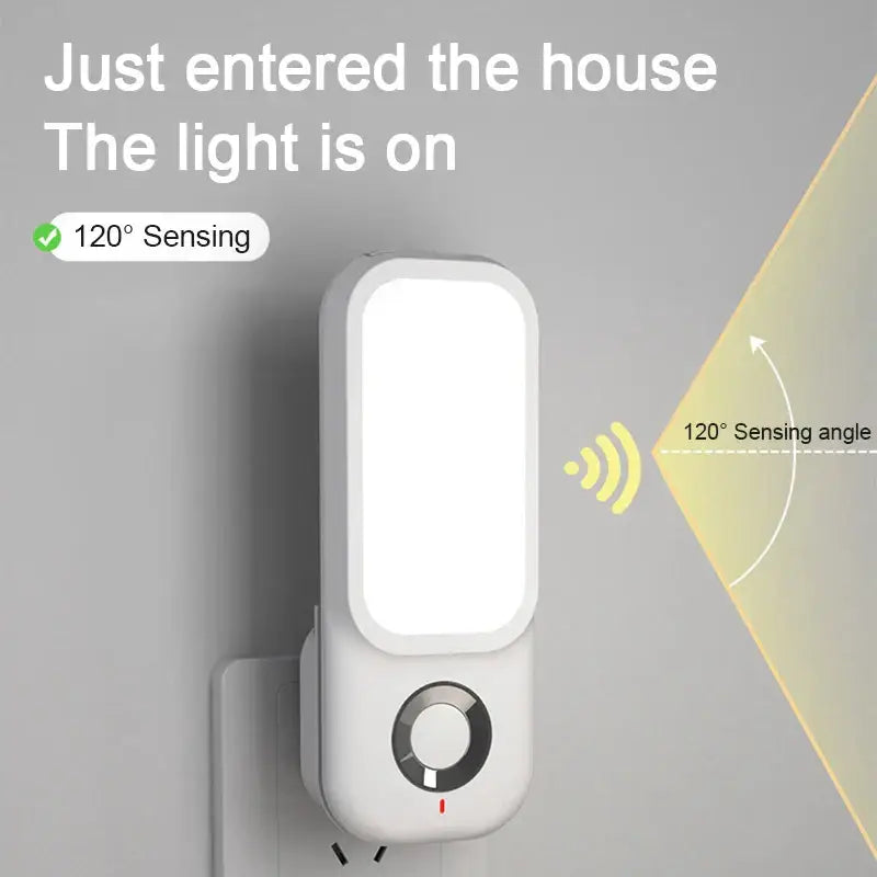 White rectangular night light with circular dial DecorBites LED induction night light with wireless charging and flashlight