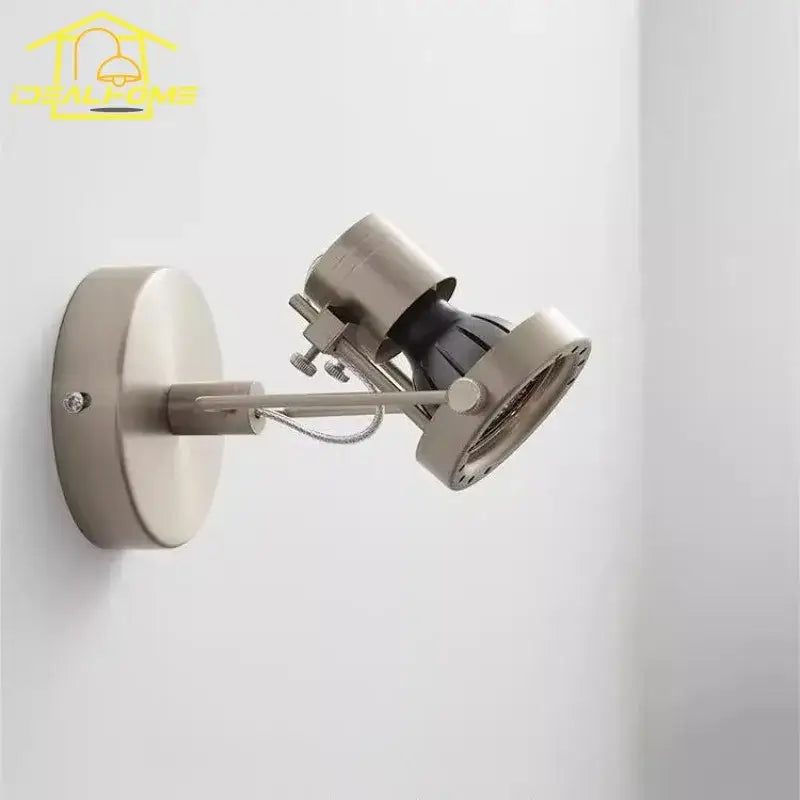 Modern brushed nickel decorbites led industrial wall lamp with adjustable arm and screw-on bulb holder for bedroom use