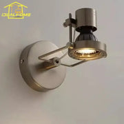 Modern decorbites led industrial wall lamp in brushed nickel with adjustable arm and visible led bulb for bedroom use