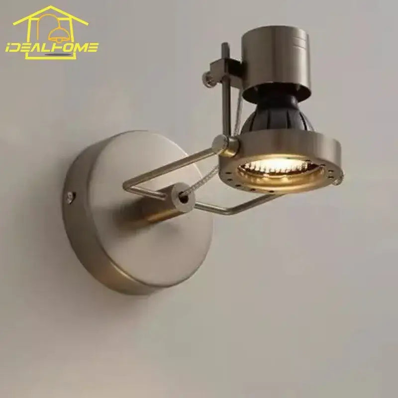 Modern decorbites led industrial wall lamp in brushed nickel with adjustable arm and visible led bulb for bedroom use