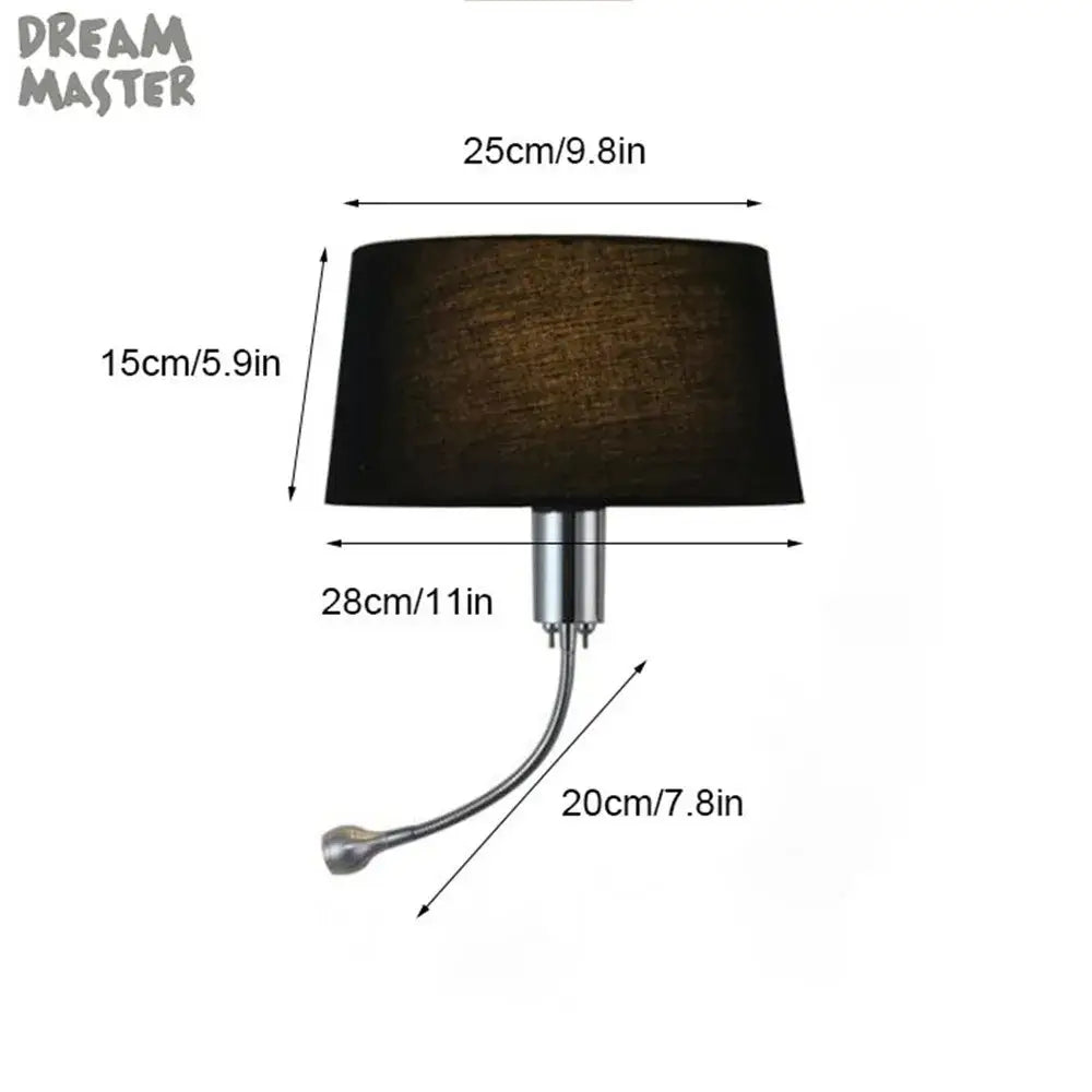 Black textured fabric lampshade wall sconce on chrome led industrial gooseneck arm decorbites led industrial light