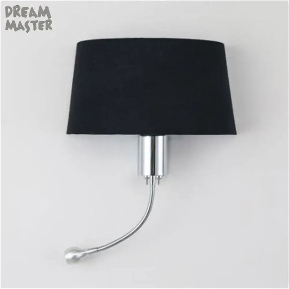 Black velvet lampshade with chrome finished metal base and flexible gooseneck light in decorbites led industrial wall sconce