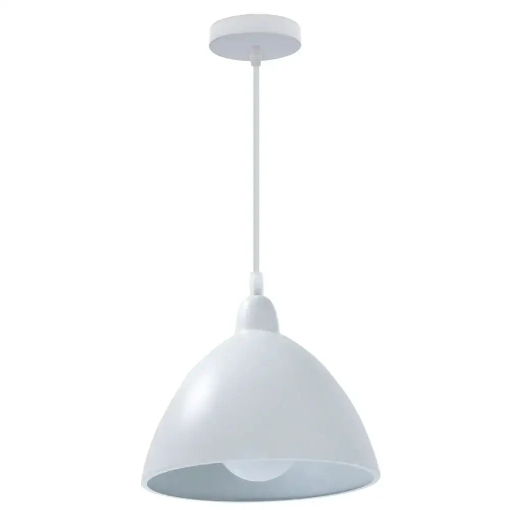 White matte-finished decorbites led industrial pendant lamp with dome-shaped shade for stylish living room decor lighting