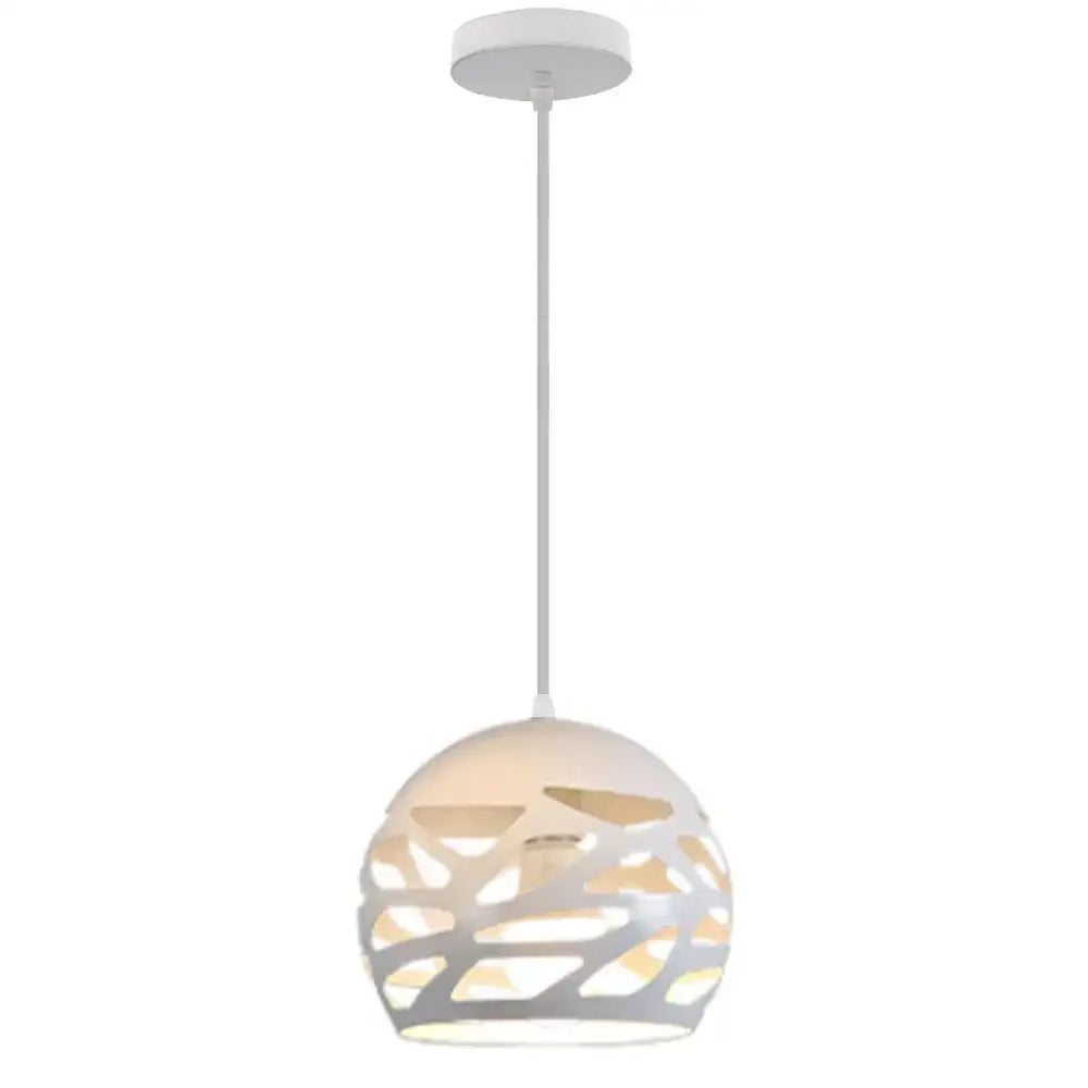 White spherical pendant lamp with lace-like cutout pattern decorbites led industrial pendant for stylish decor lighting