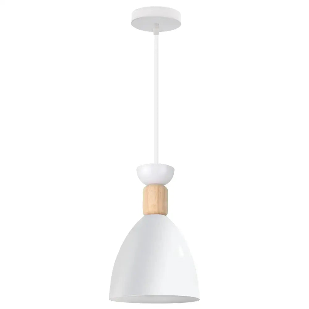 White pendant lamp with matte metal shade and wooden accent by DecorBites led industrial for stylish living room lighting