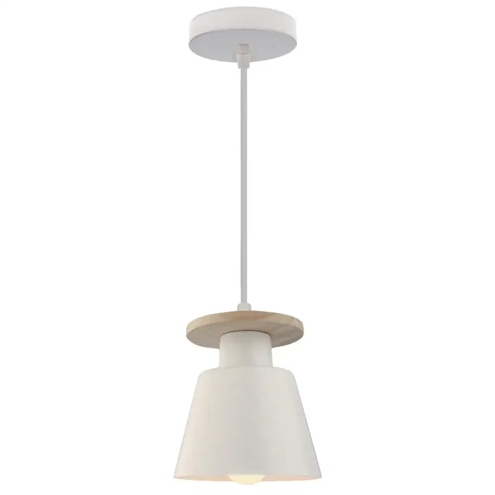 White pendant lamp with wooden accent ring and matte finish shade decorbites led industrial pendant for stylish rooms